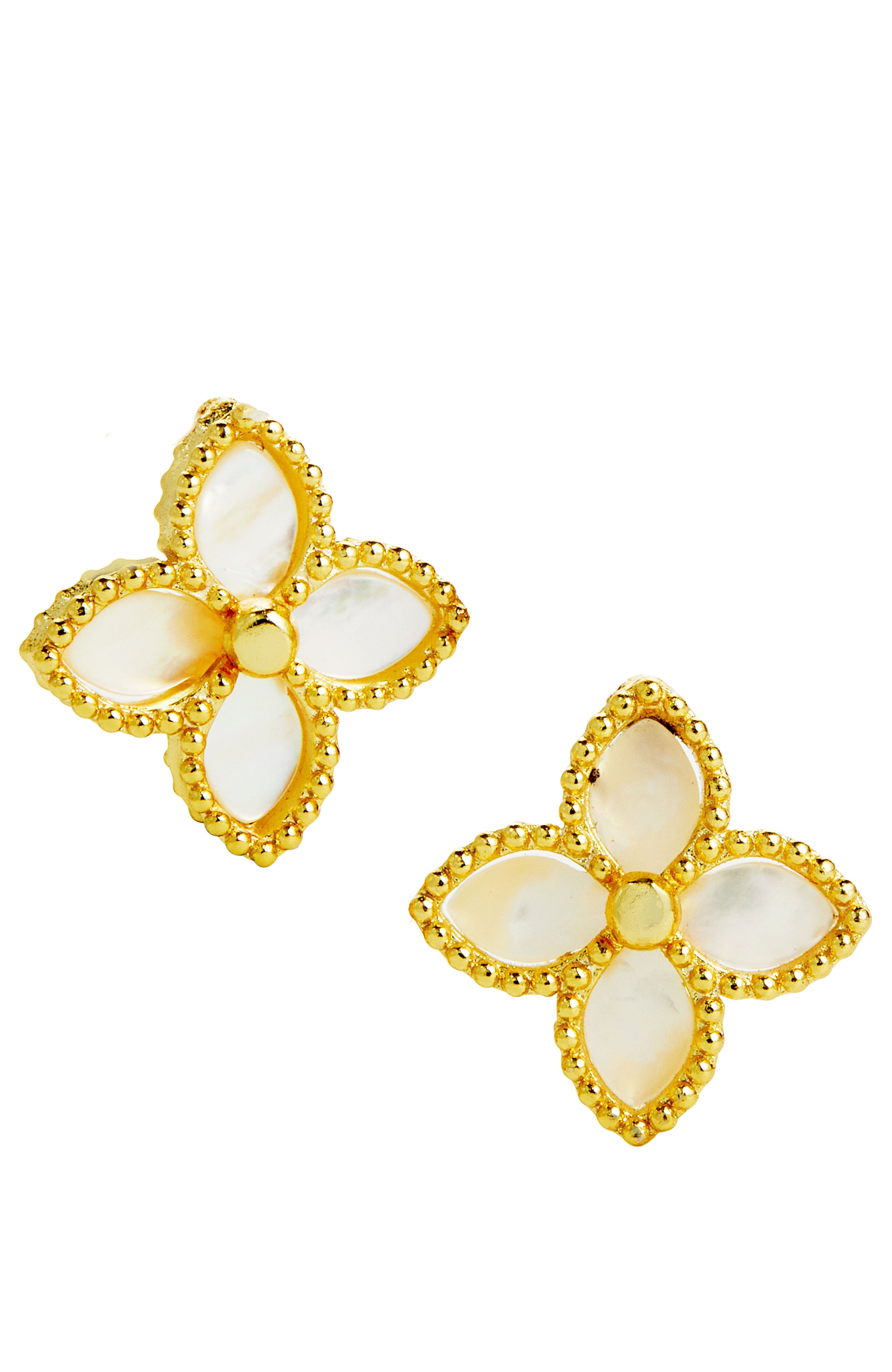 18K Gold Vermeil Agate Stud