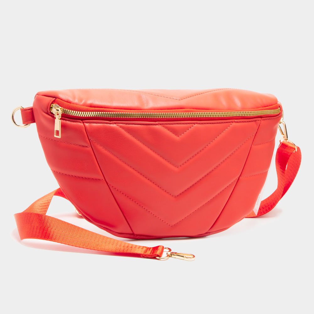 Chevron Patterned Solid Sling Bag