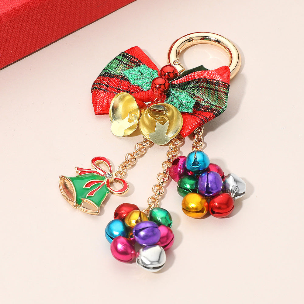 Festive Christmas Bow Jingle Bell Keychain / Bag Charm