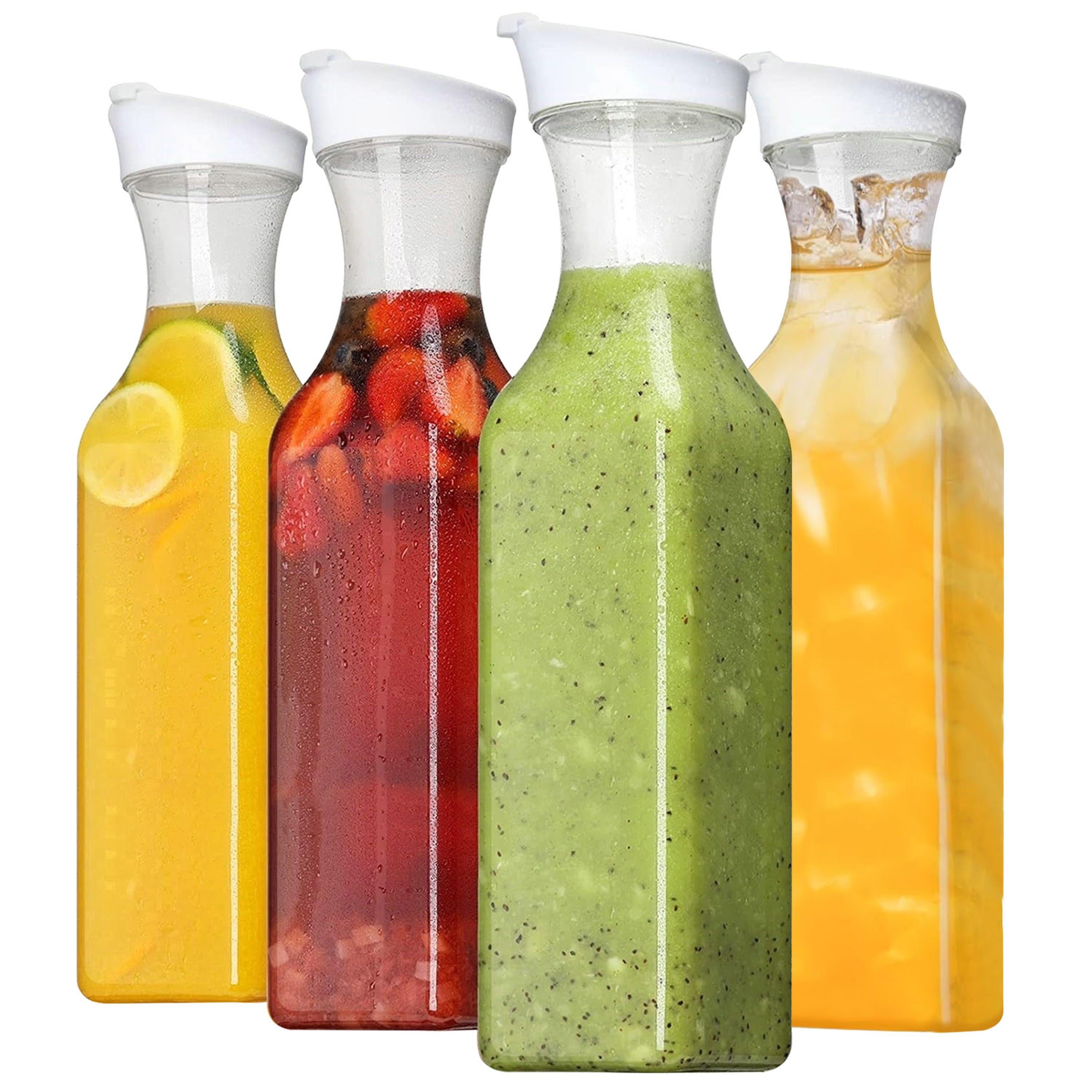 4 Pack 50Oz Water Carafes with Flip Top Lids