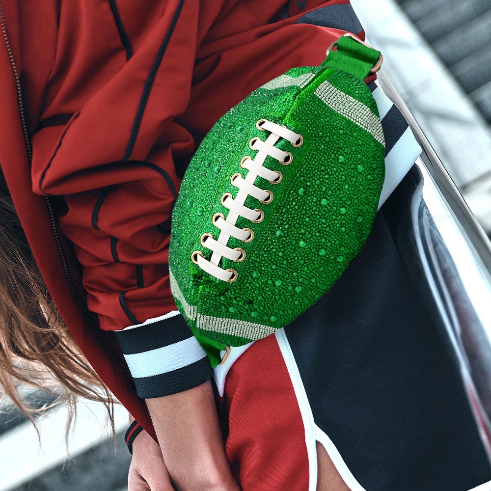 Bling Studded Game Day Football Shape Fanny Pack / Sling Bag
