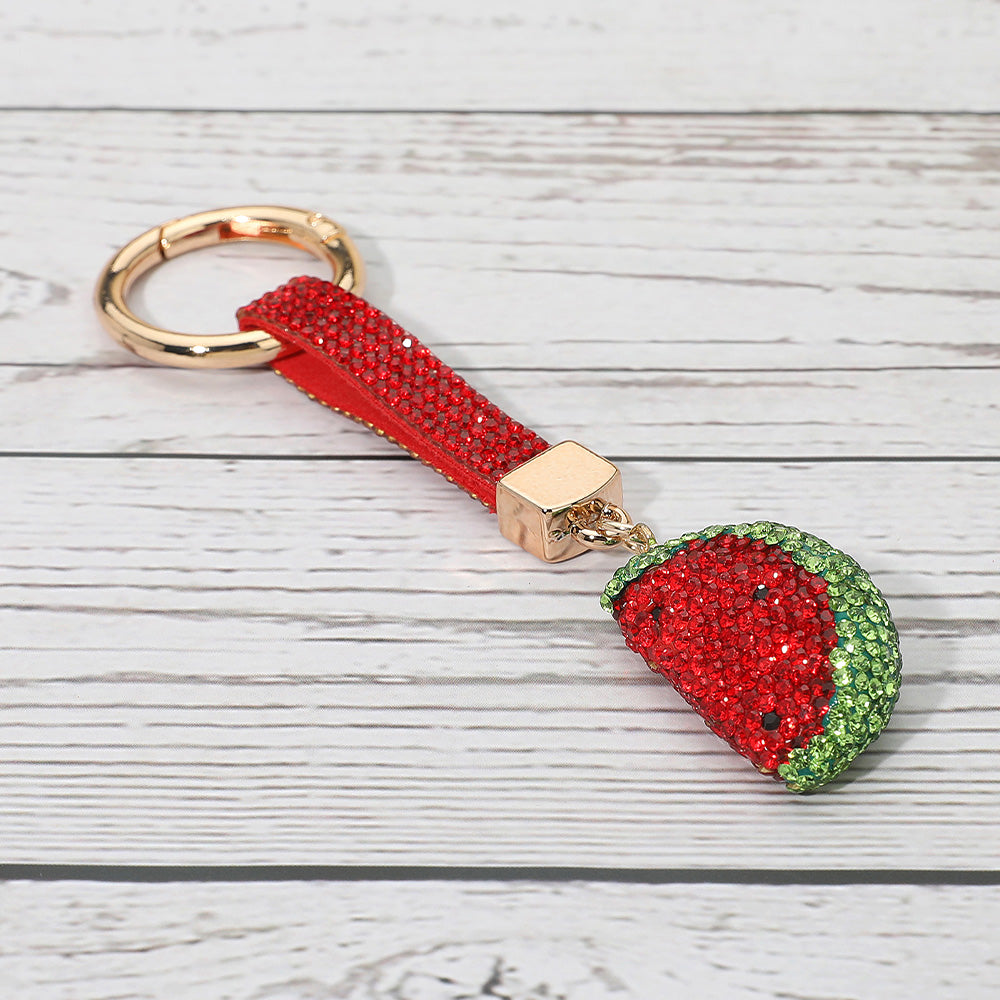 Bling Studded Watermelon Slice Keychain / Bag Charm