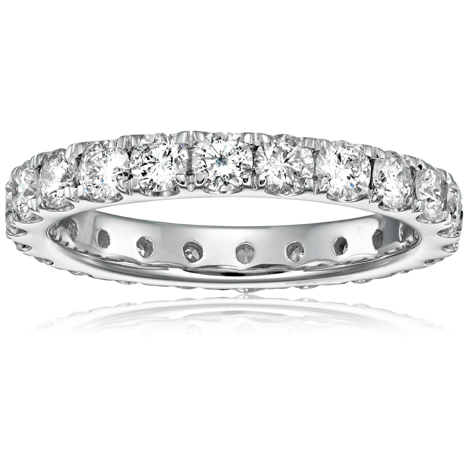 2 cttw Diamond Eternity Ring Wedding Band 14K White Gold Prong Set