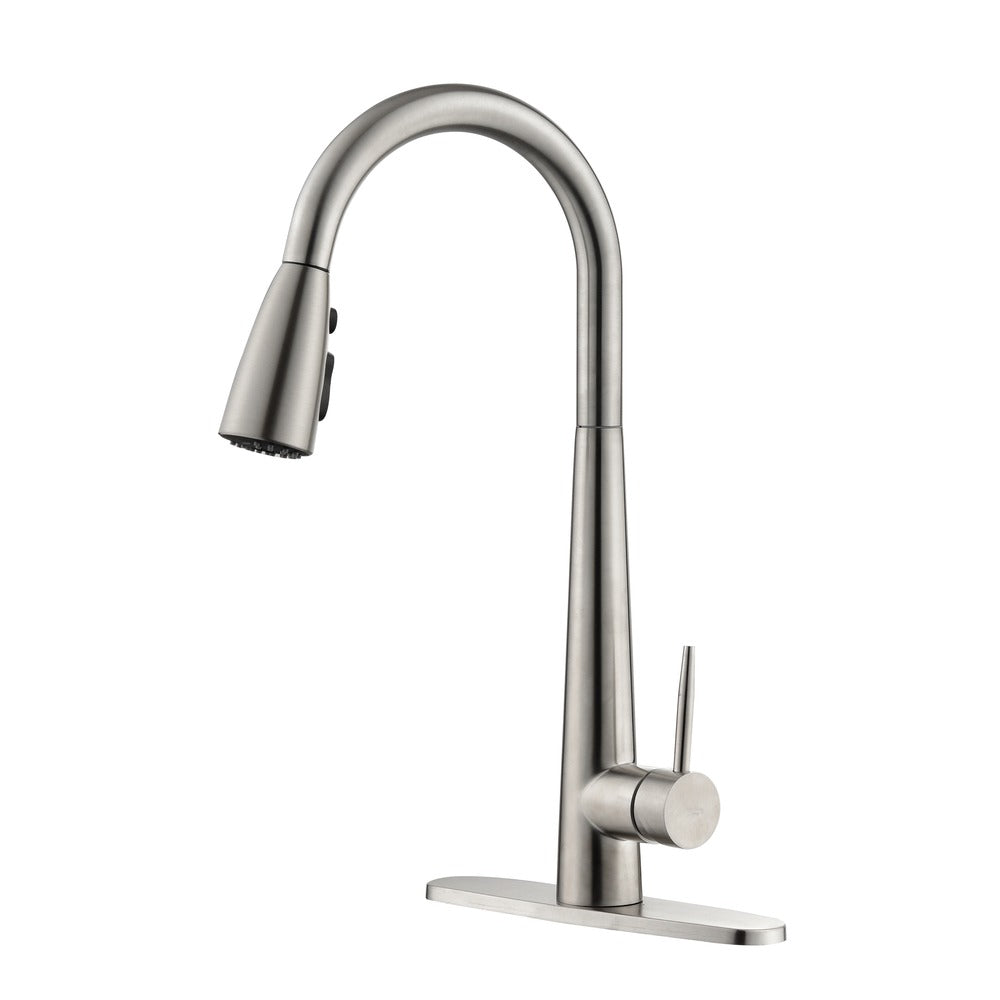 Brushed Nickel Kitchen Faucet Single Handle Pull Down Sprayer - Brushed Nickel