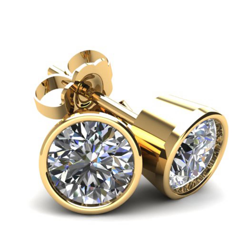 2.00Ct Round Brilliant Cut Natural Quality VS2-SI1 Diamond Stud Earrings in 14K Gold Round Bezel Setting