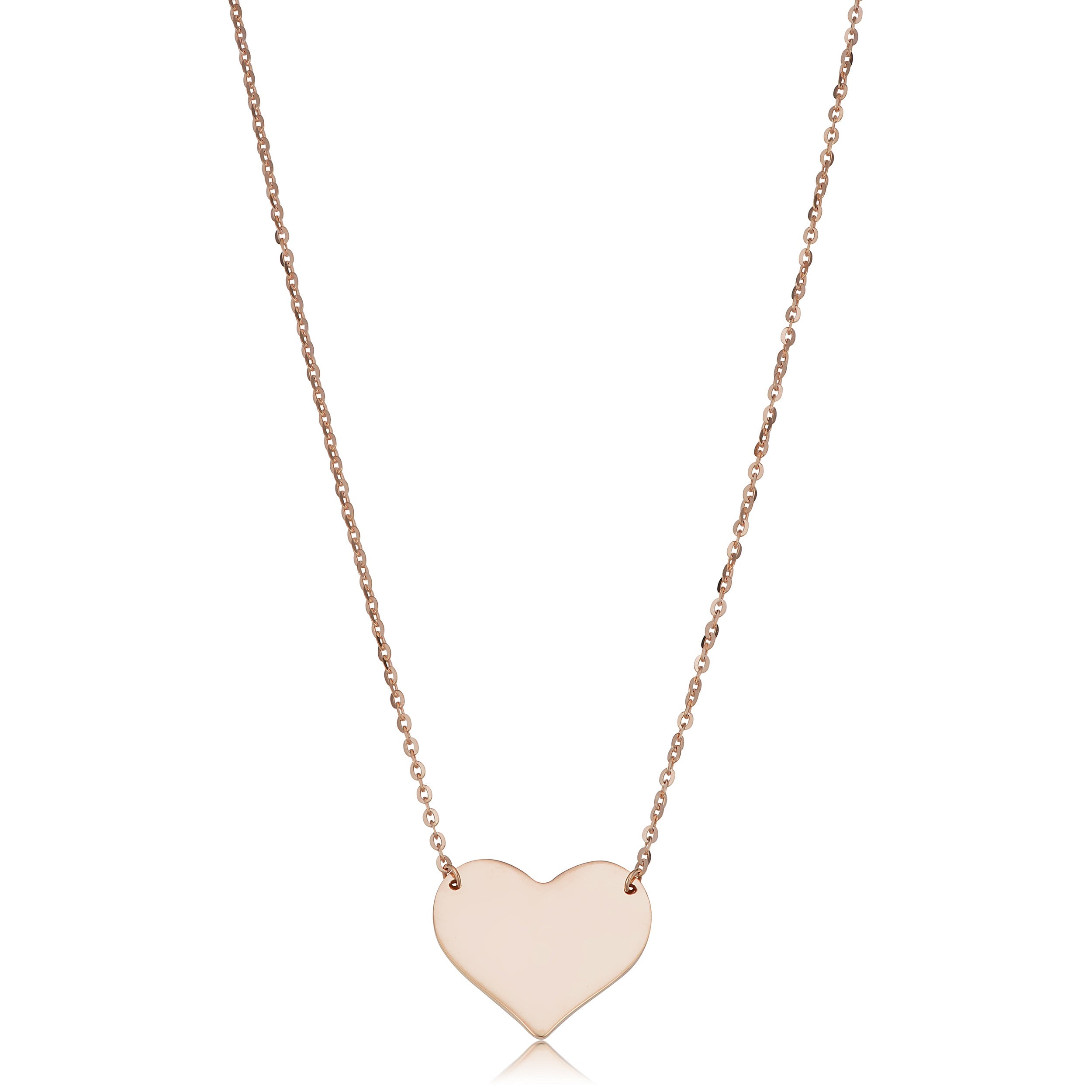 10k Rose Gold High Polish Heart Necklace (18 inch)