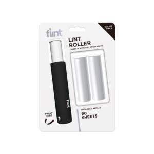 FLD-VPK003-TP-US Flint Classic Retractable Lint Roller Value Pack in Black