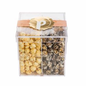 1PK.6X6.1-US Popinsanity 1pk Popcorn in 6x6x6 Acrylic Gift Box - 2 Flavors