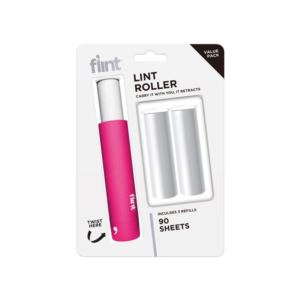 FLD-VPK004-TP-US Flint Classic Retractable Lint Roller Value Pack in Pink