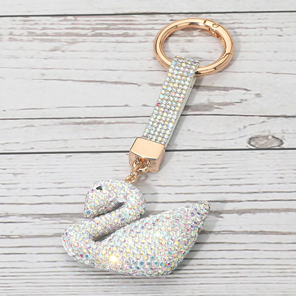 Bling Studded Swan Keychain / Bag Charm