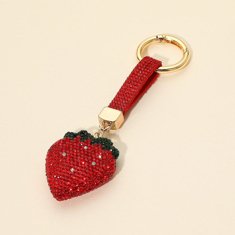 Bling Studded Strawberry Bag Charm / Keychain