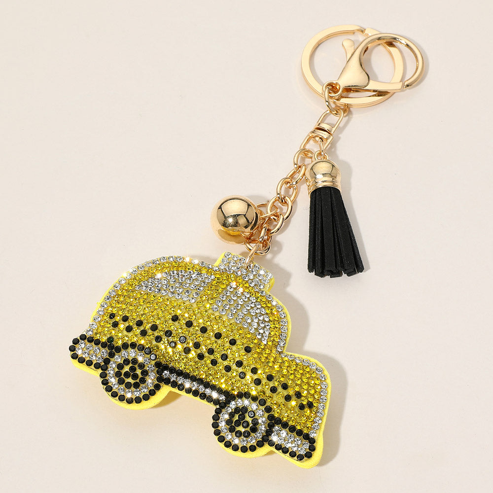 Bling Studded Yellow Cab Keychain / Bag Charm