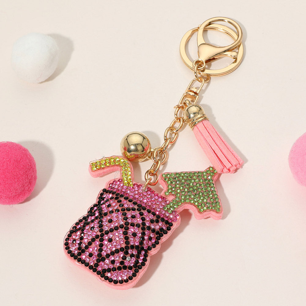 Bling Studded Tropical Drink Keychain / Bag Charm