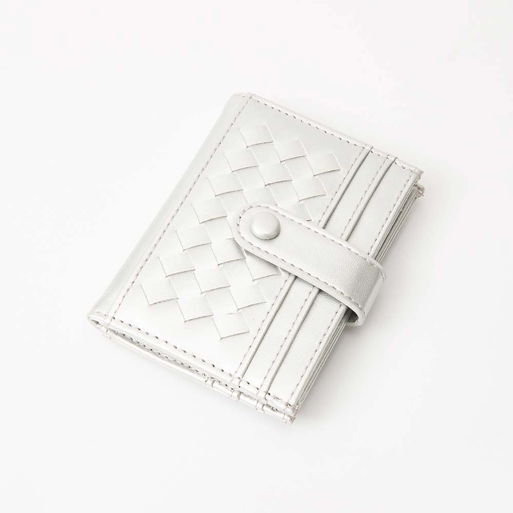 Faux Leather Classic Woven Card Holder Wallet