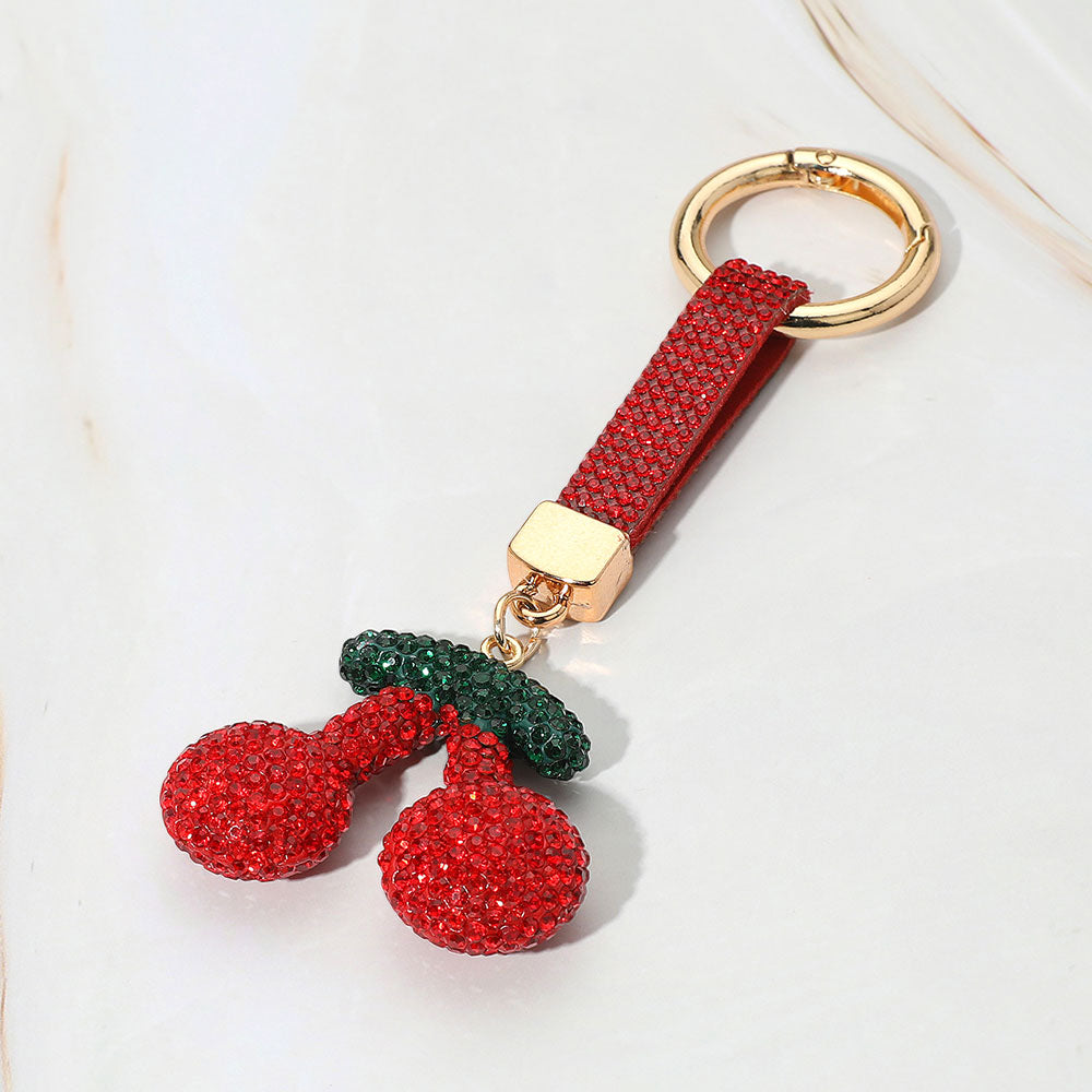Bling Studded Cherry Keychain / Bag Charm