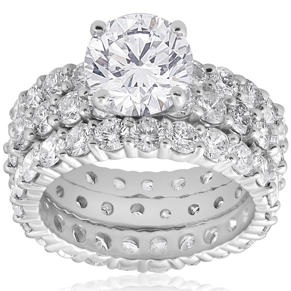 7ct Diamond Engagement Eternity Wedding Ring Set 14k White Gold