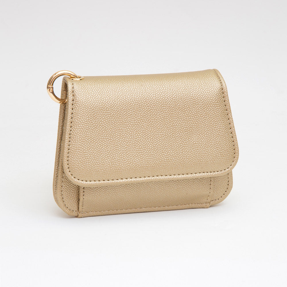 Faux Pebble Leather Compact Card Wallet Bag Charm