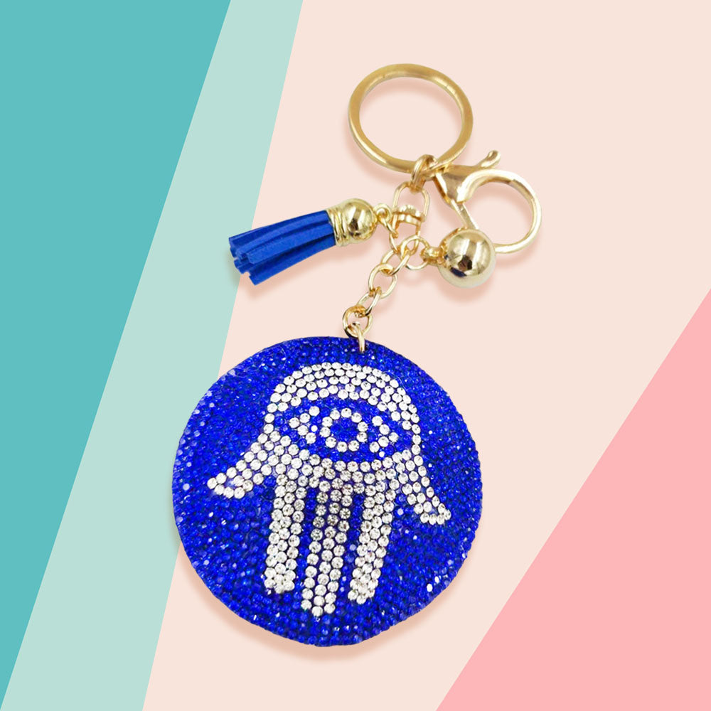 Bling Hamsa Hand Tassel Keychain