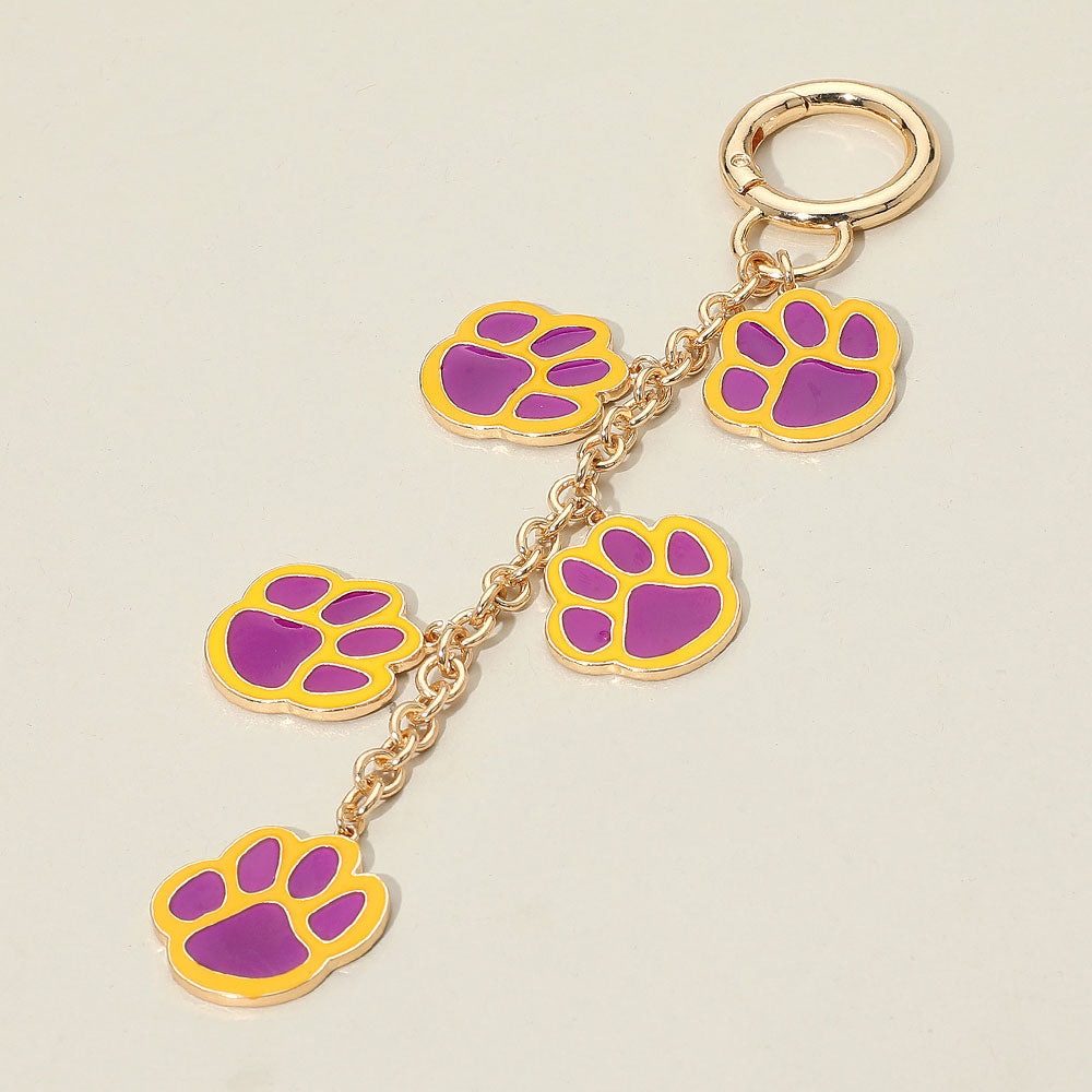 GAME DAY Football Themed Paw Charm Dangle Keychain / Bag Charm
