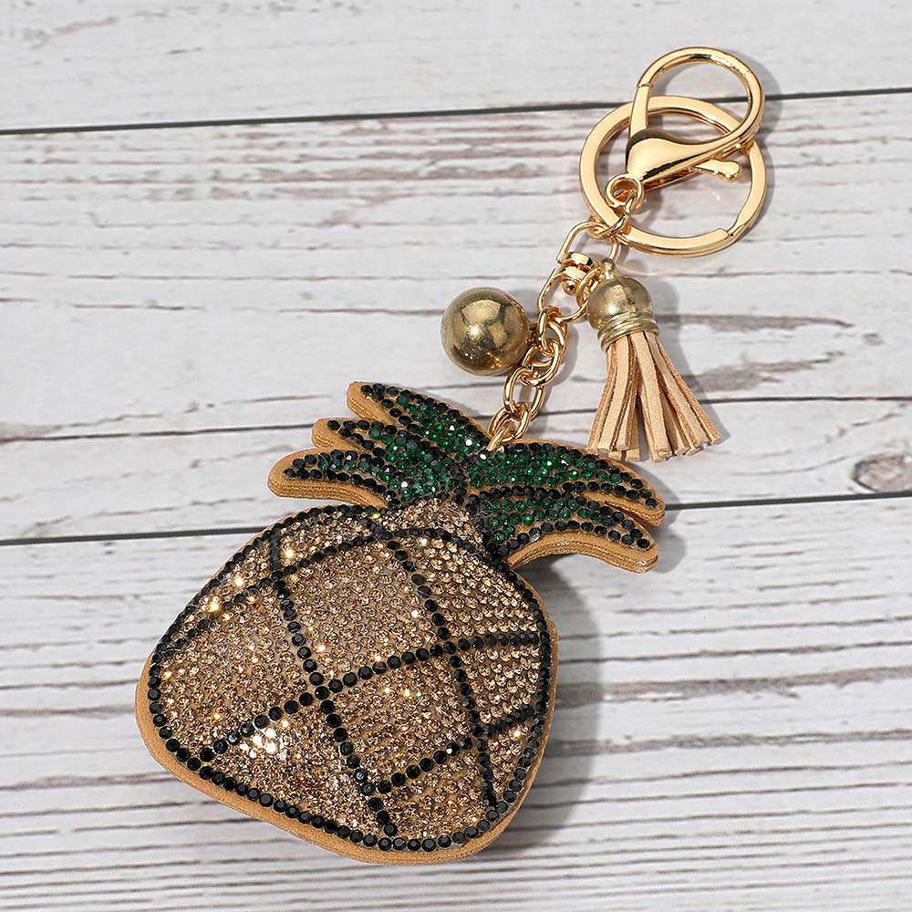 Bling Studded Pineapple Tassel Keychain / Bag Charm