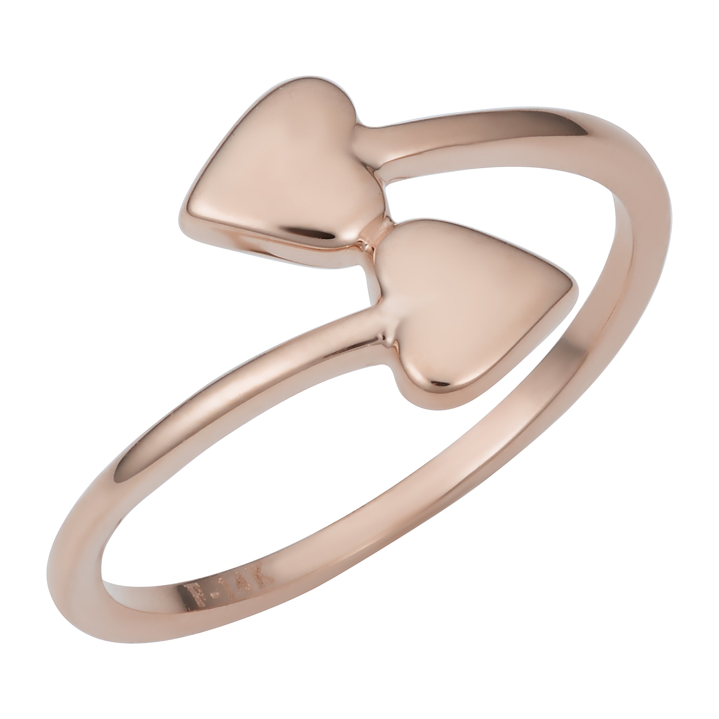 14k Rose Gold Double Heart Bypass Ring