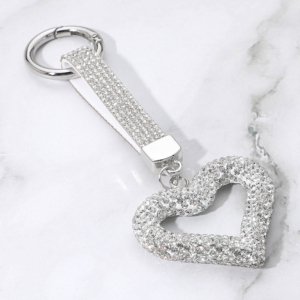 Bling Studded Heart Keychain Charm