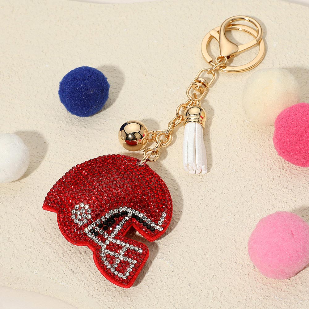 Bling Studded Football Helmet Keychain / Bag Charm