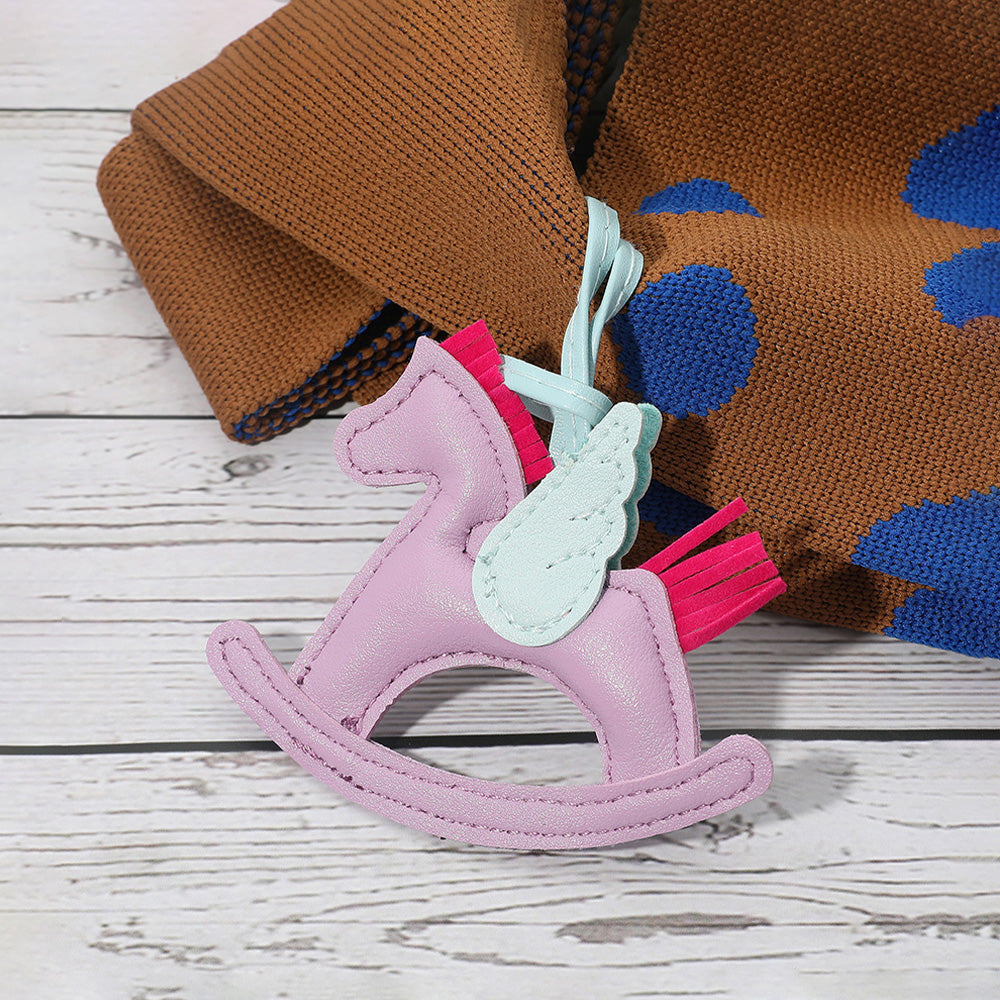 Faux Leather Winged Rocking Horse Bag Charm
