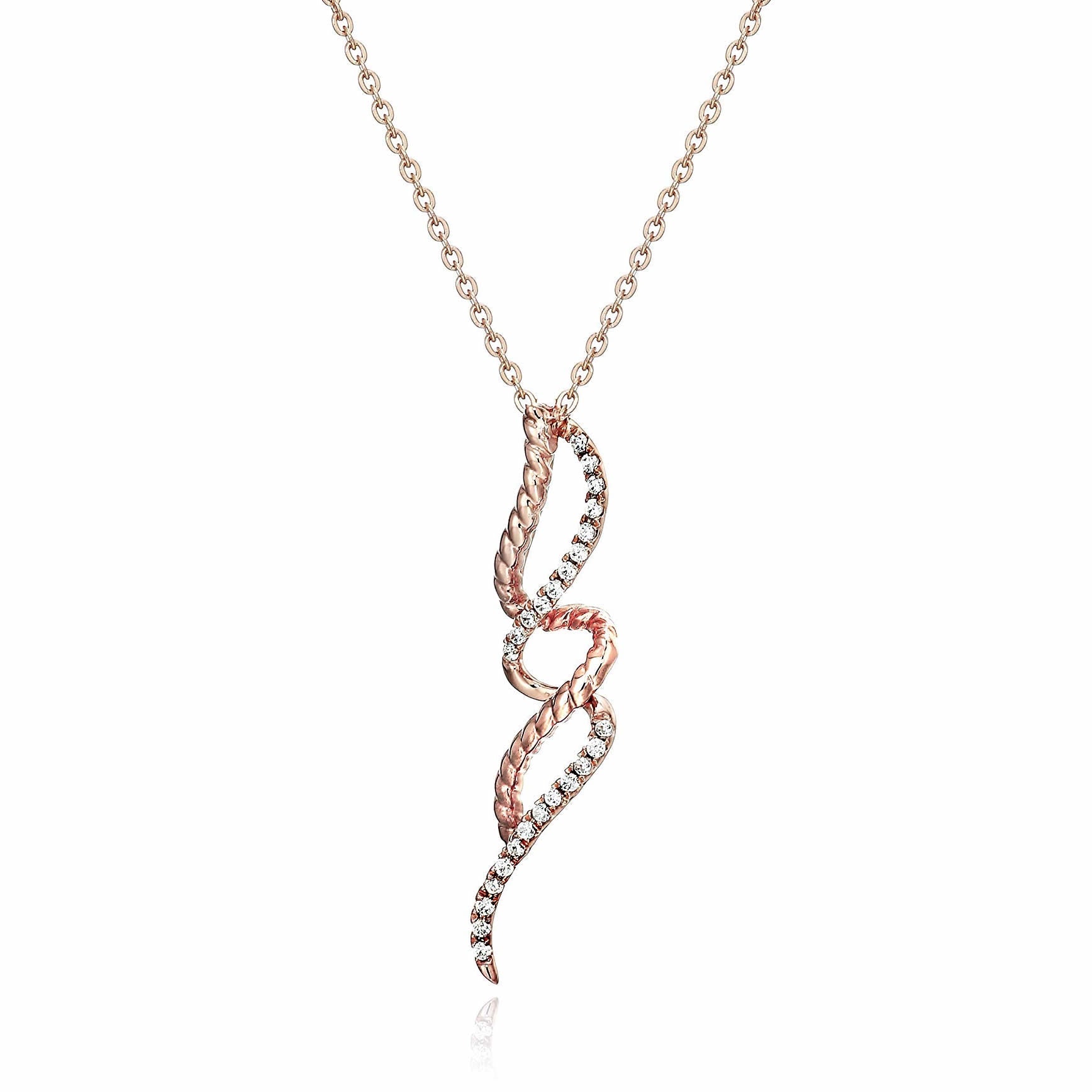 1/10 cttw Diamond Swirl Pendant Necklace 14K White and Rose Gold with Chain