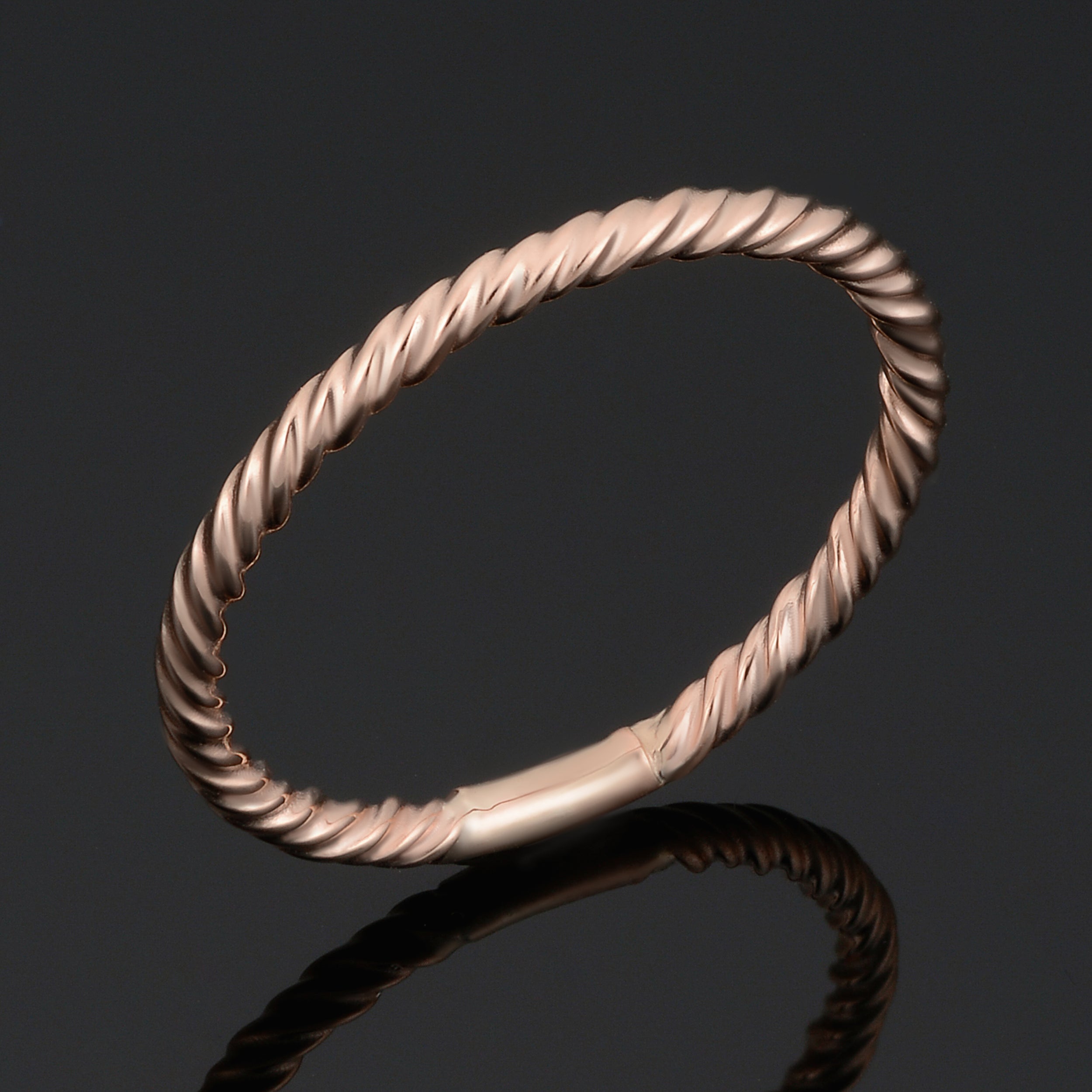 14k Rose Gold High Polish Twisted Style Ring