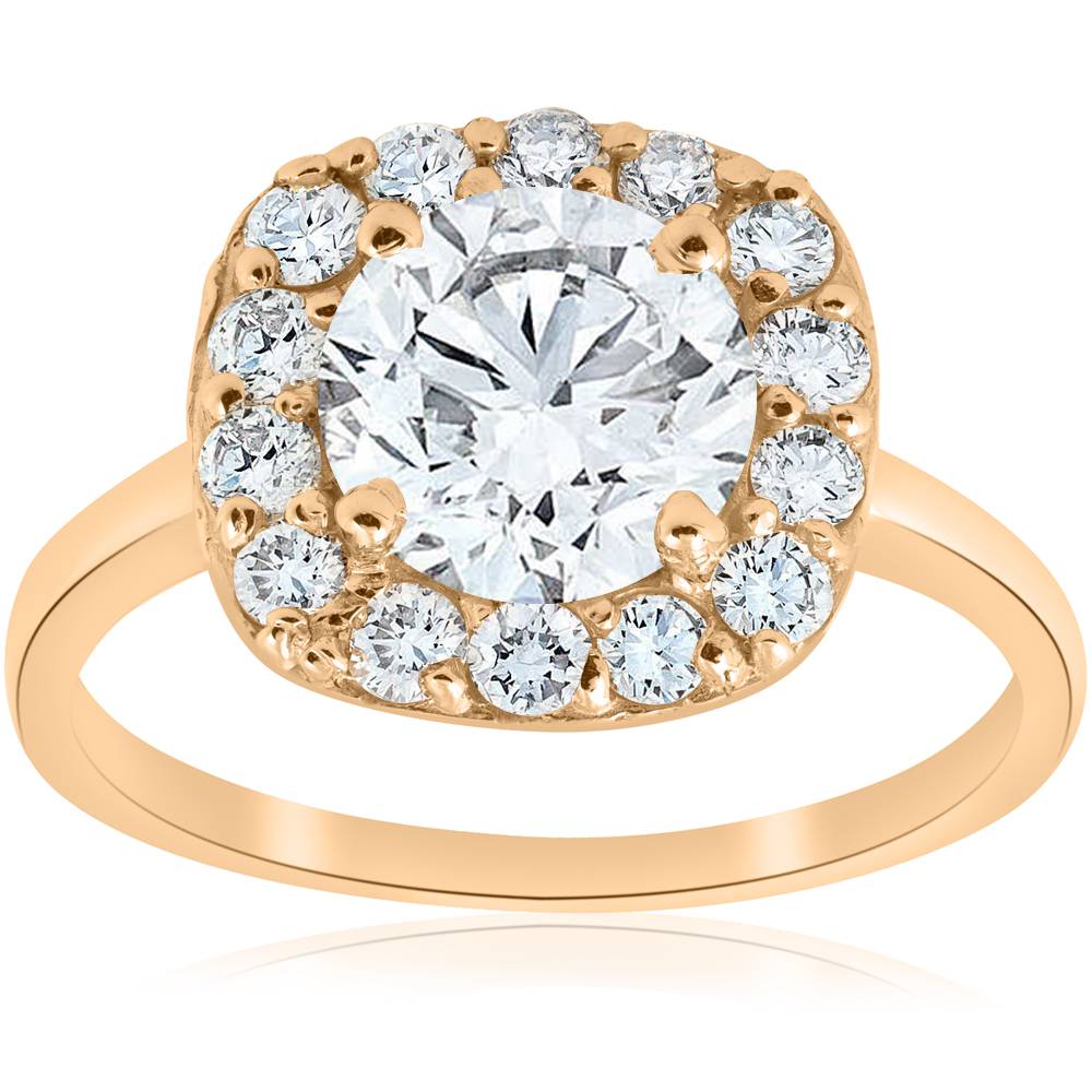 2cttw Diamond Cushion Halo Engagement Ring 14k Yellow Gold