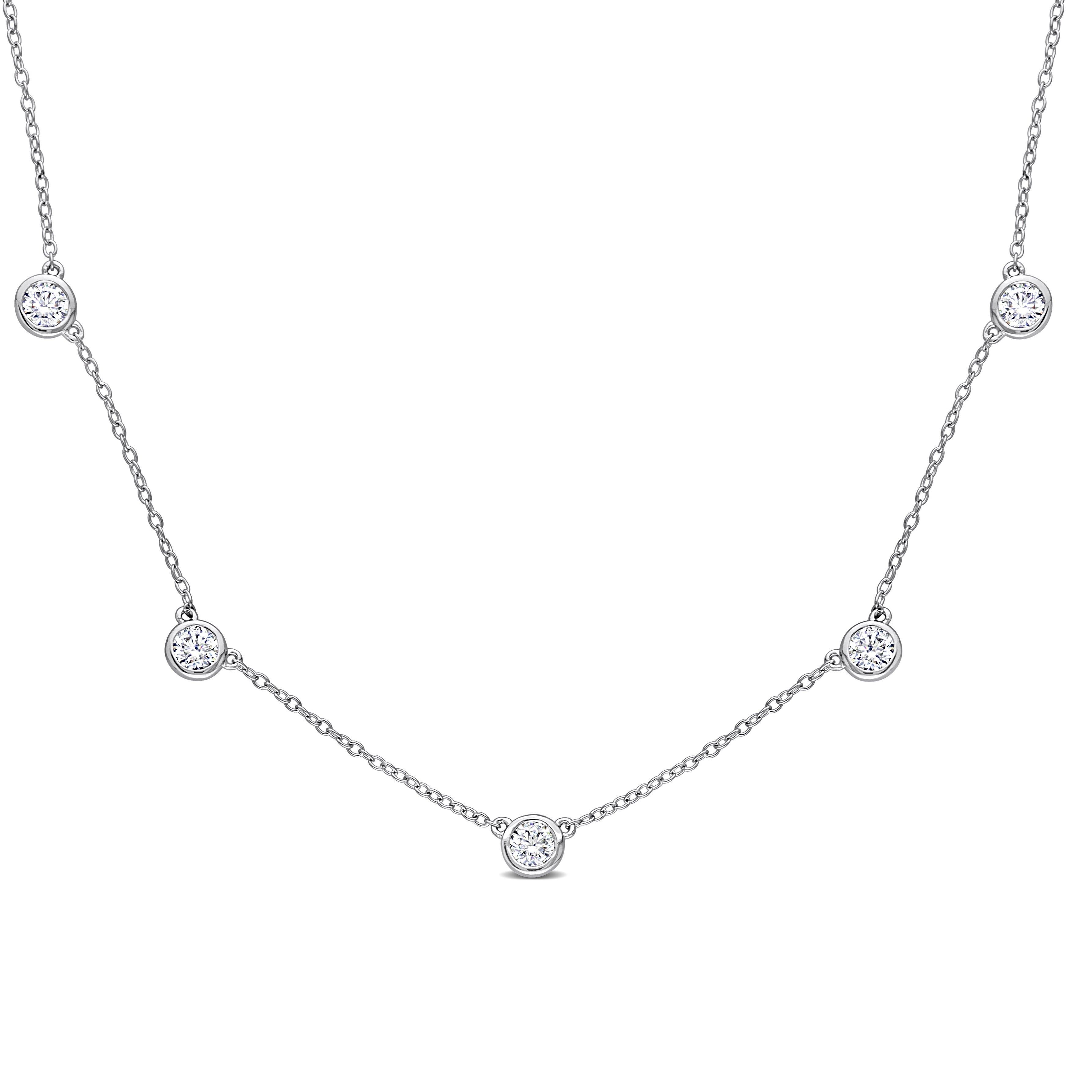 2 1/4 CT DEW Created Moissanite Yard Necklace in Sterling Silver