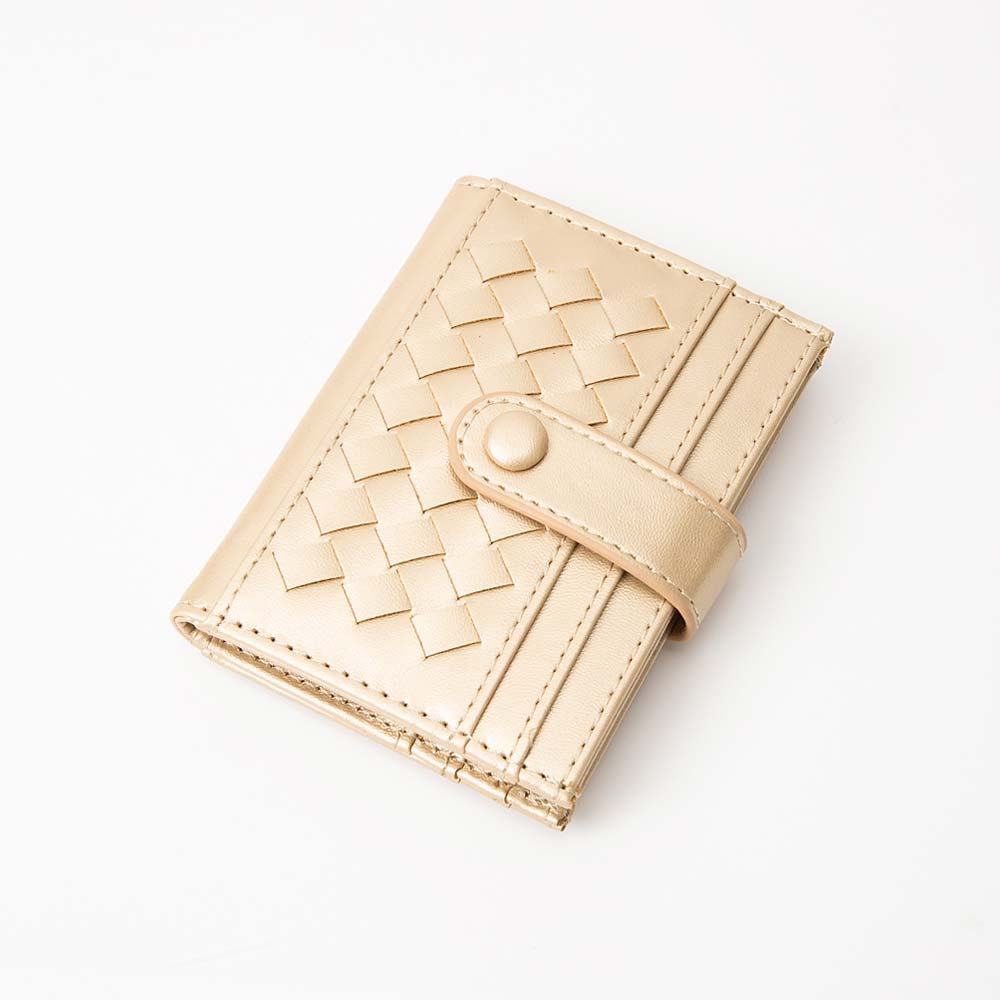 Faux Leather Classic Woven Card Holder Wallet