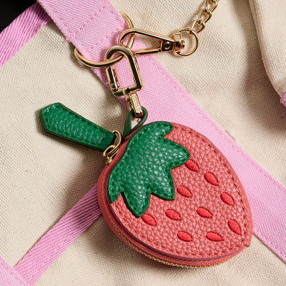 Genuine Leather Strawberry Coin Purse / Keychain / Bag Charm