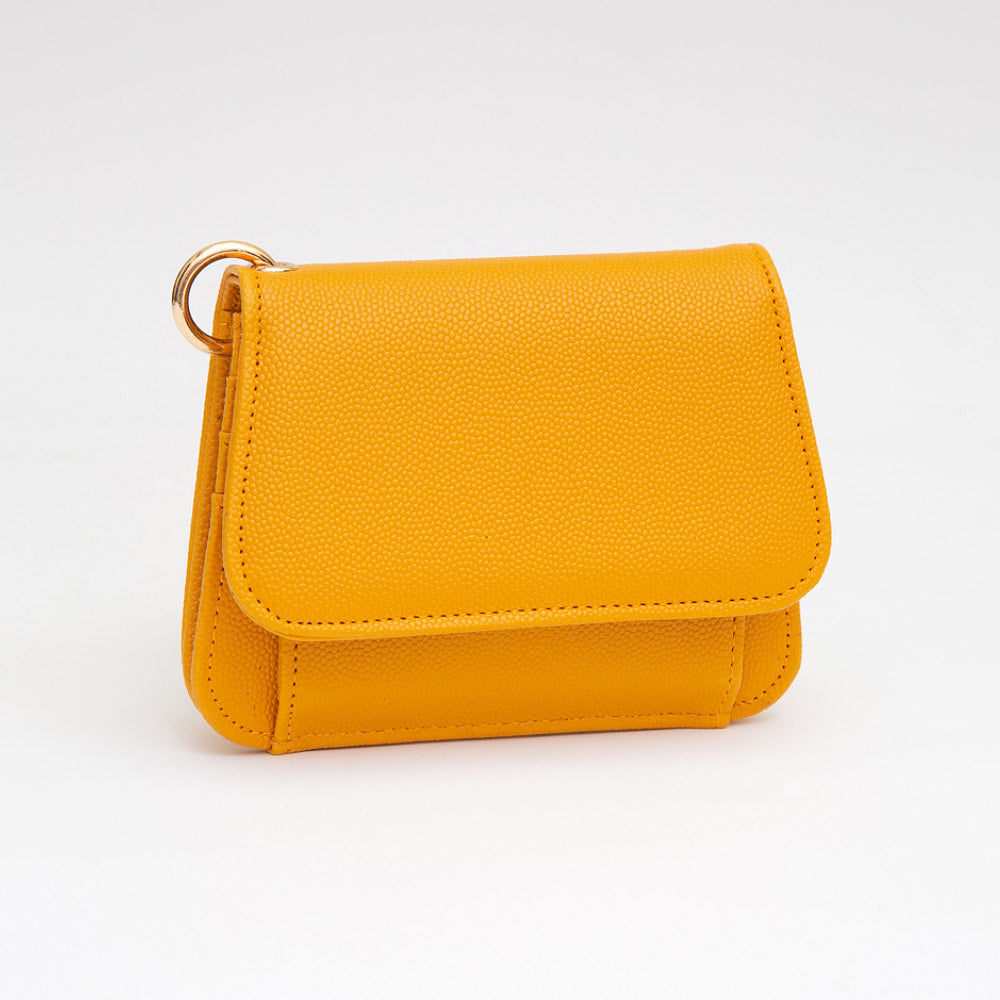 Faux Pebble Leather Compact Card Wallet Bag Charm