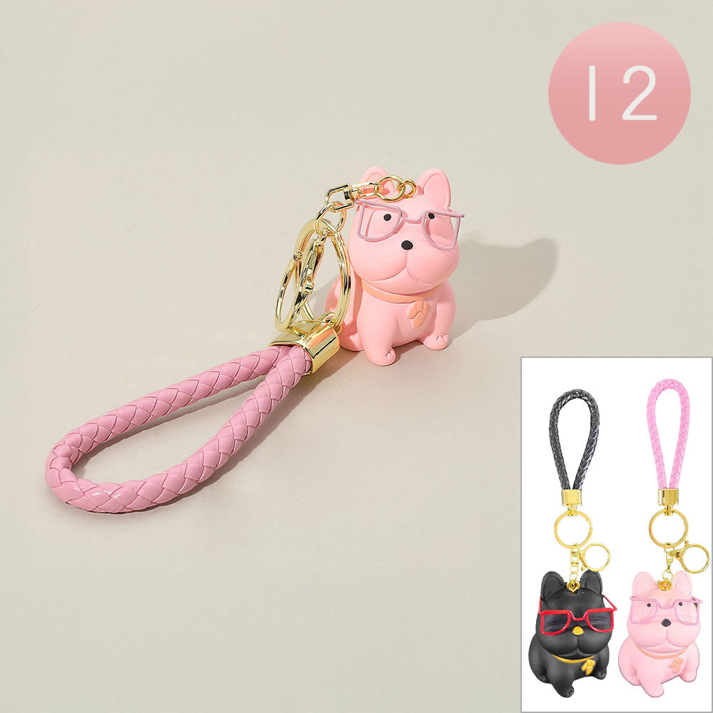 12PCS - Cute Dog Braided Loop Keychains / Bag Charms