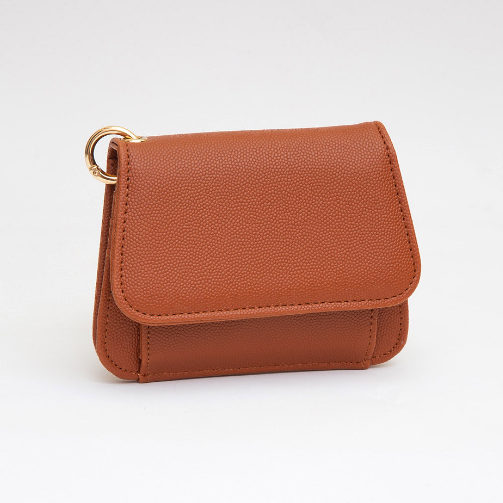 Faux Pebble Leather Compact Card Wallet Bag Charm