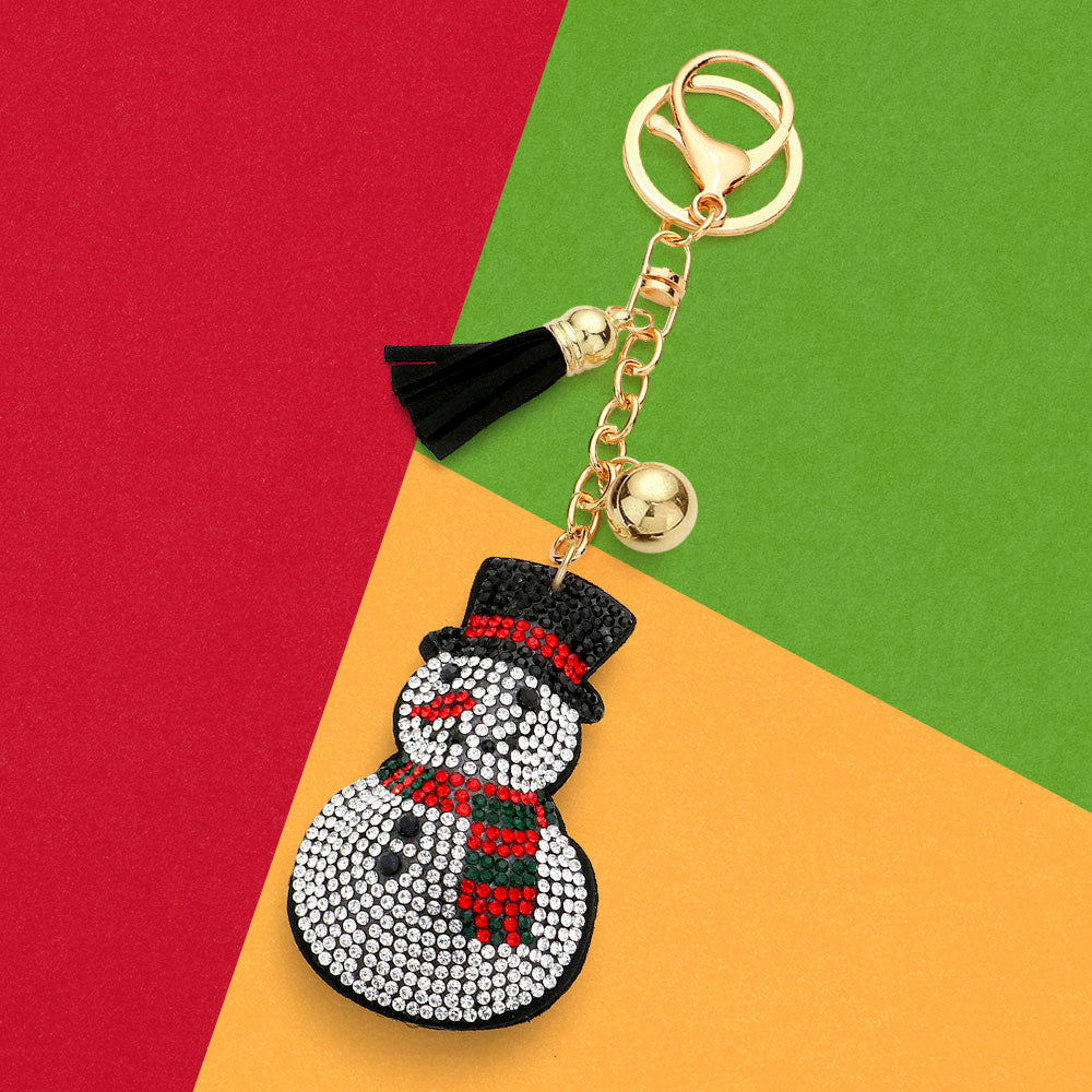 Bling Snowman Tassel Keychain