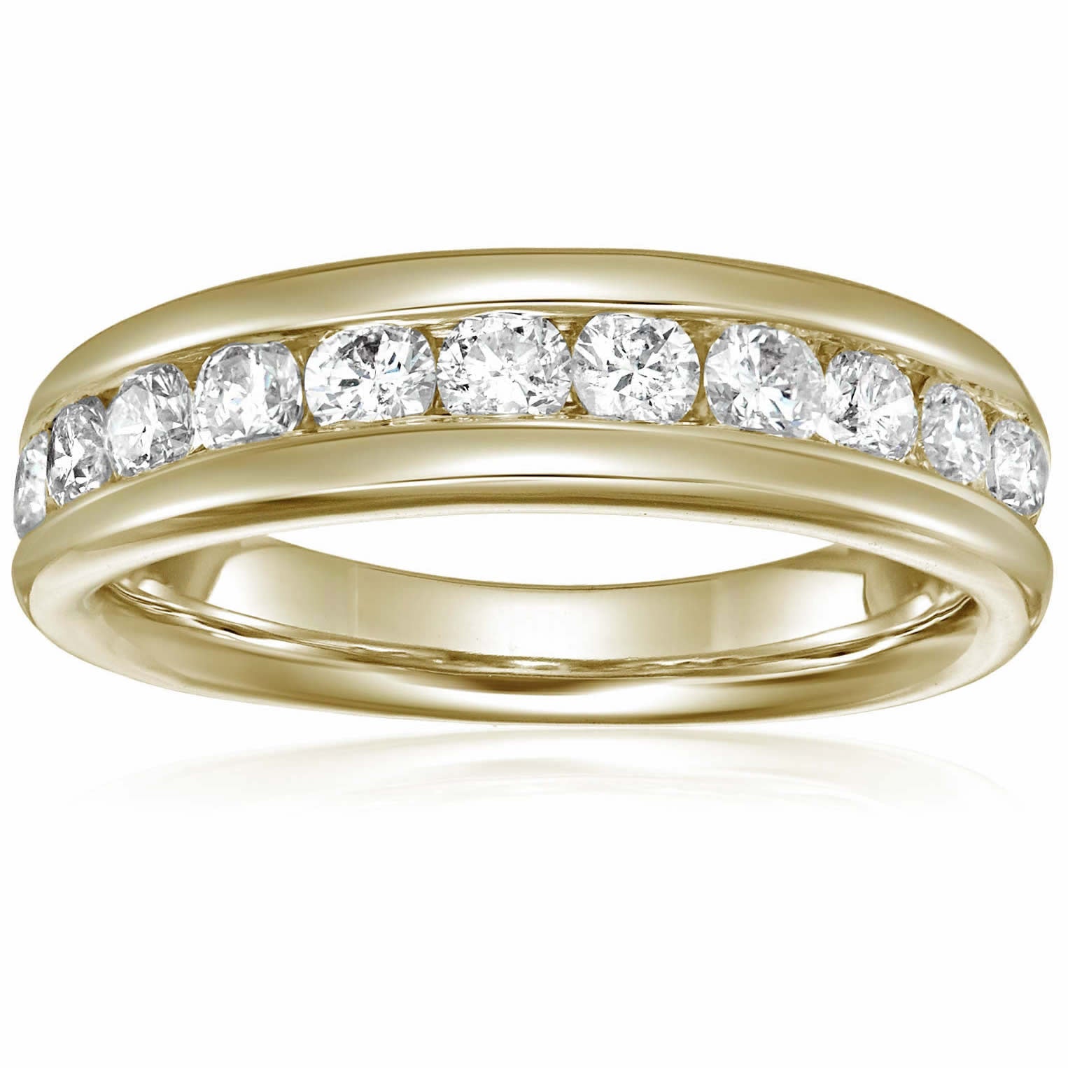 1/2 cttw Comfort Fit Diamond Wedding Band in 14K Yellow Gold Channel