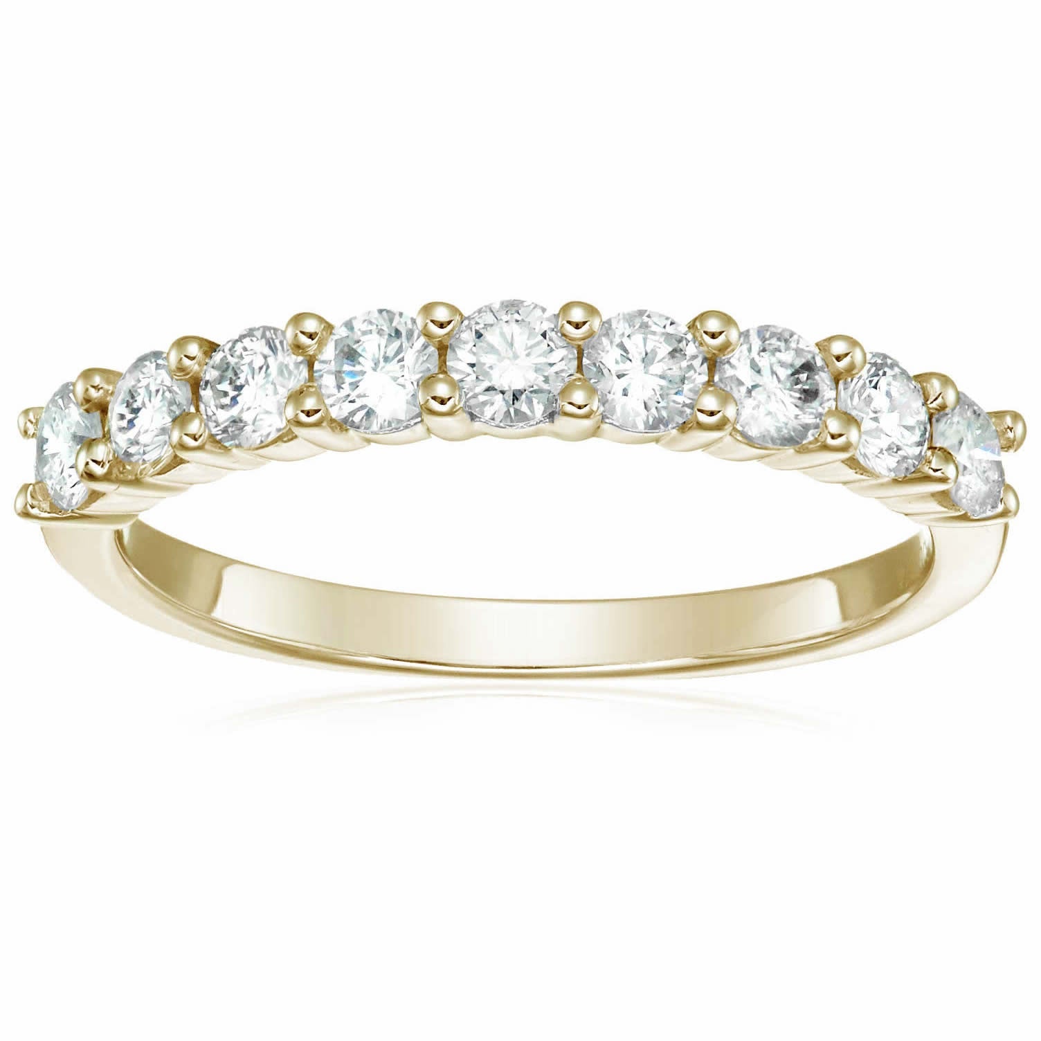 3/4 cttw Diamond Wedding Band 14K White or Yellow Gold 9 Stones Round Prong Set Bridal