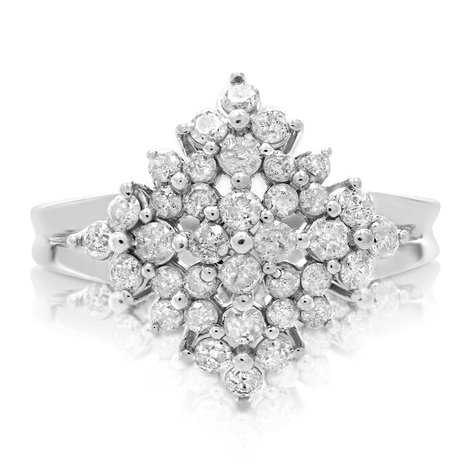 3/4 cttw Diamond Cocktail Ring 10K White Gold Wedding Engagement
