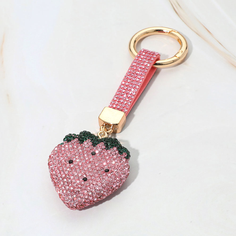 Bling Studded Strawberry Keychain / Bag Charm