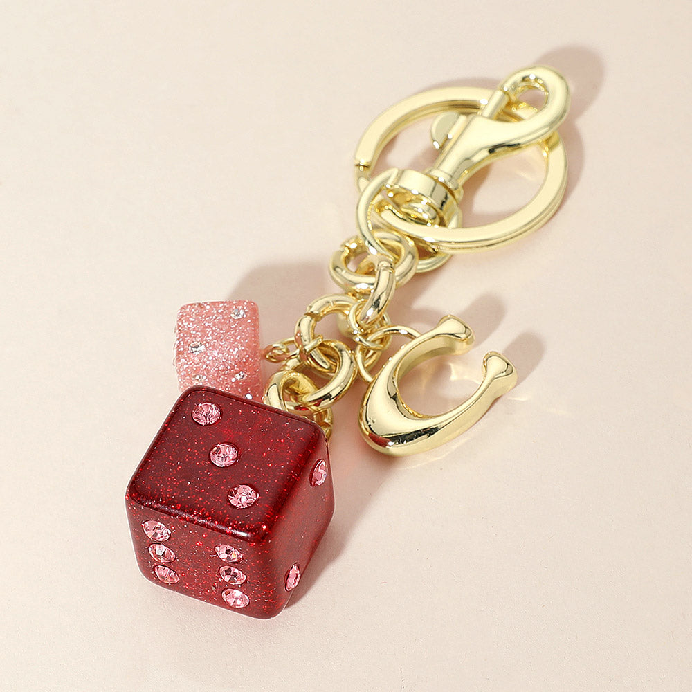 Glittered Double Dice Keychain / Bag Charm