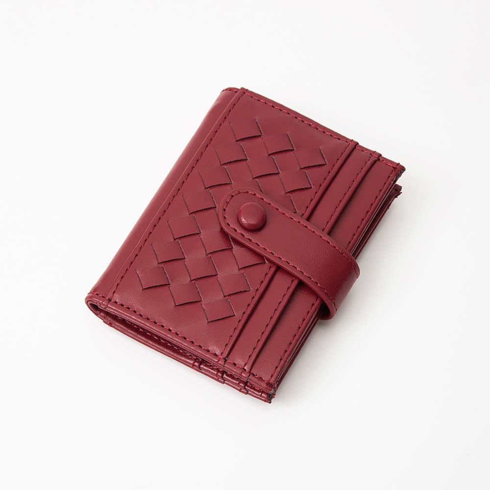 Faux Leather Classic Woven Card Holder Wallet