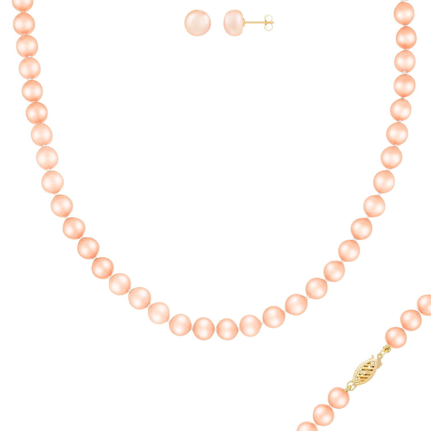 Beautiful 2 Piece 7-8mm Freshwater Pearl Set, 14k Gold